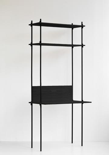 Moebe Shelving System Desk tall single set black